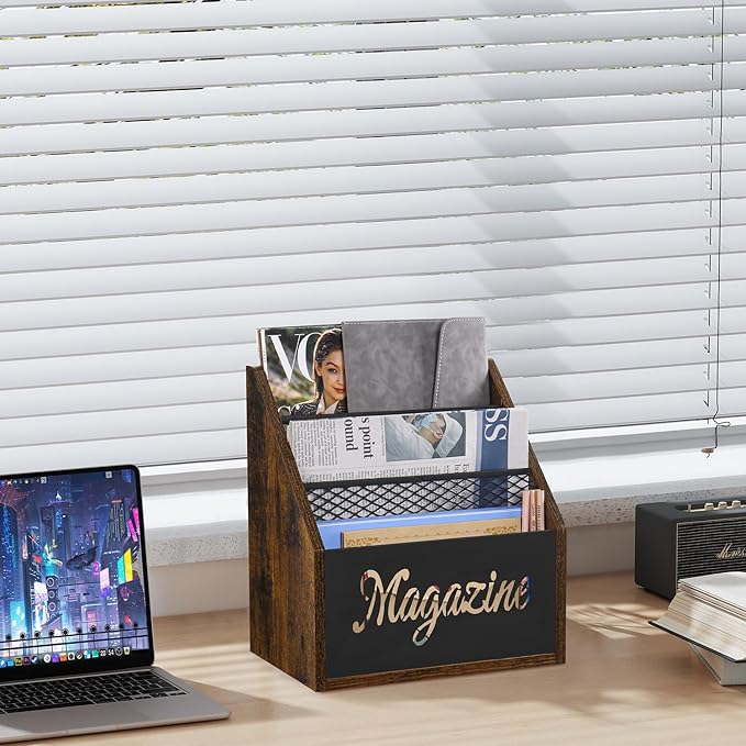 YINMIT Magazine Holder, Stepped 3 Tier Magazine Rack Floor, Magazine Storage Basket, Folder Organizer Bin for Magazines, Books, Newspapers