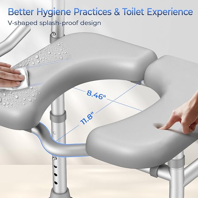 KingPavonini Raised Toilet Seat with Handles for Elderly, 500 lbs Capacity | Adjustable Height & Width, Toilet Seat Risers for Seniors, Handicap & Pregnancy Bathroom Safety, Fits Any Toilet