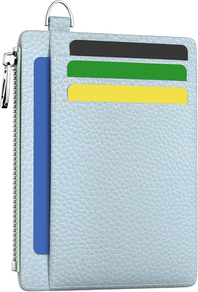 Hancynir Minimalist Slim Wallet Women Credit Card Holder, RFID Small Cute | Zipper Pocket Wallet, Thin Travel Coin Purse, Ladies Women Gifts, Key Chain Card Case, 6 Card Slots, ID Window, PU Leather