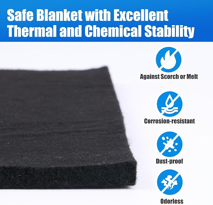 WISSCOOL 2Pack 10MM Thick 20x20 Inch Fireproof Welding Blanket, Double Side Heat Pad Fire Resistant Carbon Felt Cloth Flame Retardant Fabric Protector Pad for Soldering Firepit Smoker