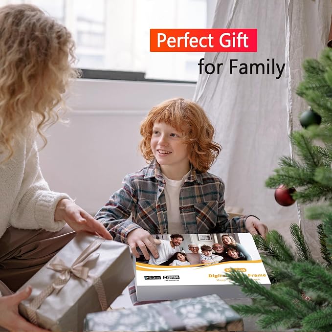 Canupdog WiFi Digital Picture Frame 10.1 Inch, IPS Touch Screen Smart Cloud Digital Photo Frame with 16GB Storage, Wall Mountable, Auto-Rotate, Share Photos from Anywhere Via App