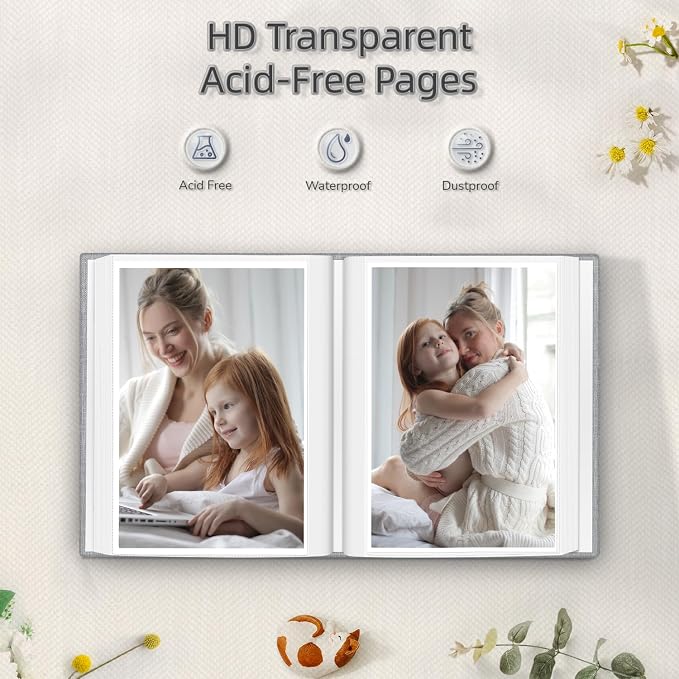 popotop Photo Album 4x6-100 Photos Photo Books with 100 Vertical Pockets,Linen Cover Albums for Family Wedding Anniversary Baby Vacation Pictures