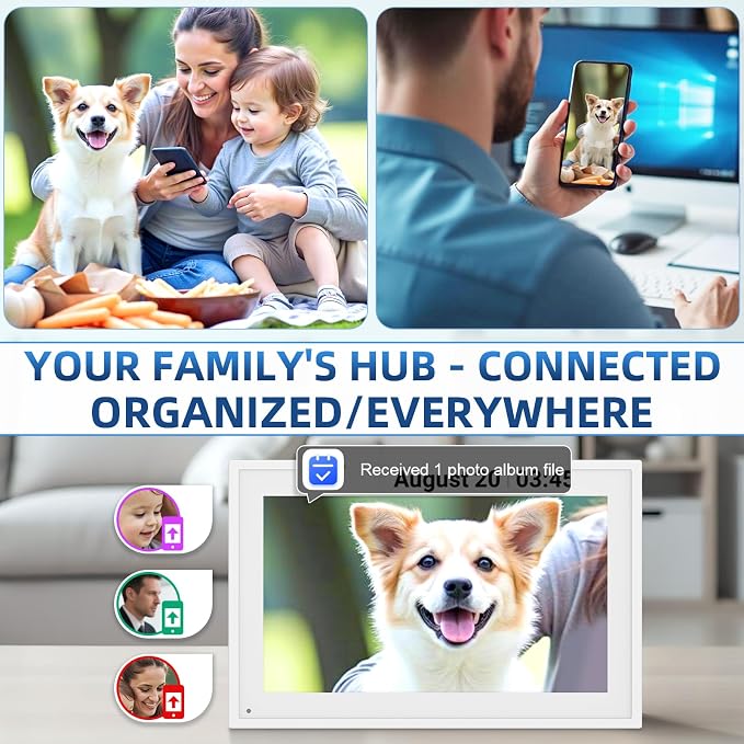 10.1" Digital Calendar, Full HD Smart Display for Family Organizer | Touchscreen Chore Chart, Wall/Desk Mount, Meal & To-Do Lists, Photo Frame, Ideal Gift for Mom & Women