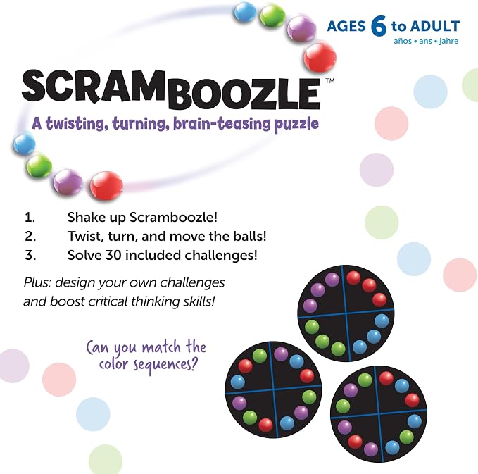 Learning Resources Scramboozle Puzzle Ball - 3D Brain Teaser Puzzles for Kids and Adults, Puzzles for Teens, Problem Solving Puzzle Games, Travel Games, Fidget Toys, Gifts for Boys and Girls