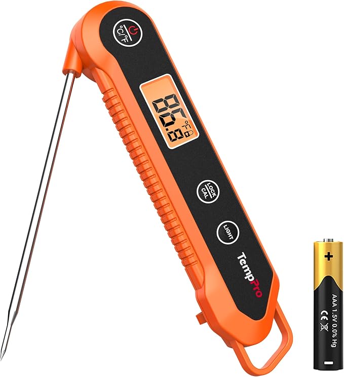 TempPro TempSwift 1 Sec Meat Thermometer Digital for Kitchen Cooking Food | 3.9 inches Long Probe, Calibration, Backlight, Bread Baking Sourdough Liquids Candy Making Accessories (Previously ThermoPro)