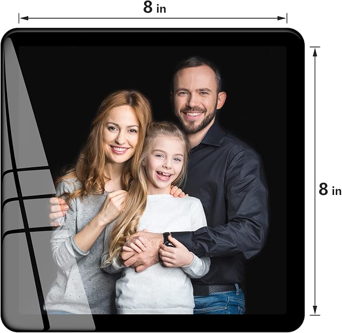 Bluesun 8×8 Picture Frame Black, Vertical & Horizontal Wall & Tabletop | 8×8 Black Photo Frame with Tempered Glass & Rounded Corners, Wall Frames Home Office Decor for Dad & Boyfriend Men