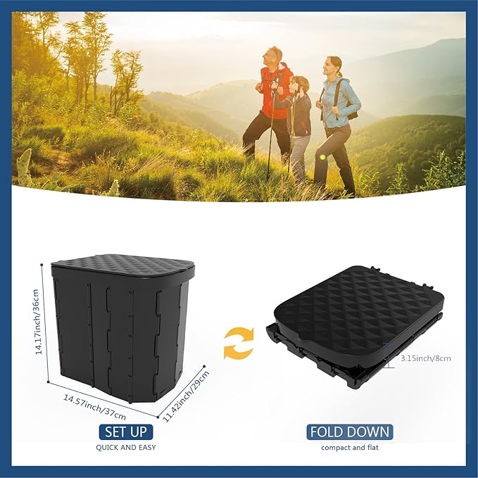 Hapoon XL Portable Folding Camping Toilet For Adults & Kids, Lightweight | XL Portable Folding Toilet with Lid,Travel Portable Potty for Adults,Porta Potty Car Toilet, Portable Bathroom for Outdoor