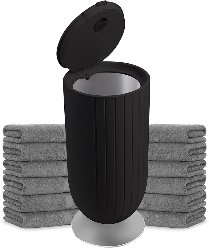 Large 27L Bathroom Towel Warmer Dryer – 5-Min Rapid Heat, 4 Modes, Auto Flip-Top, Aromatherapy, Night Light & ETL Certified for Towels, Blankets & Clothes. (Black)