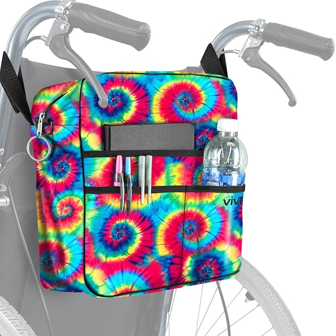 Vive Wheelchair Bag - Machine Washable, Double-Stitched, Water-Resistant Accessory Backpack for Rollators, Wheel Chairs, Walkers - Pouch with XL Pockets & Straps for Quick Installation