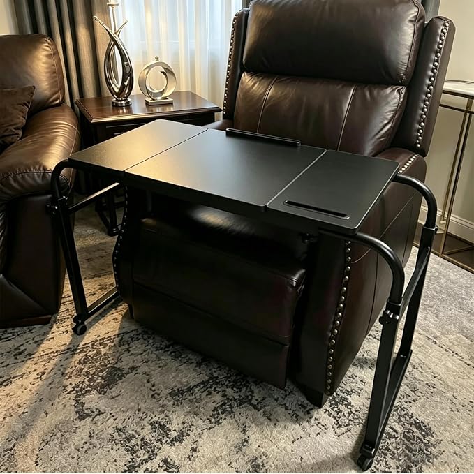 Overbed Laptop Cart Over The Bed Table with Wheels Adjustable Bed Hospital | Height length adjustable portable table hospital bed table tilting top recliner sofa bed table sturdy mobile rolling desk