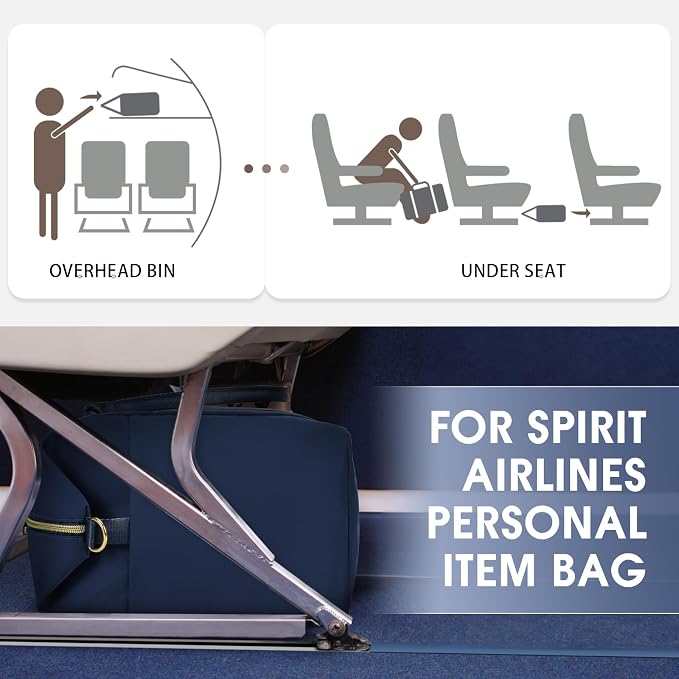 WANDF For Spirit Airlines Personal Item Bag 18x14x8 Underseat with Wet Pocket & Shoe Compartment & Tsa Approved Toiletry Bag