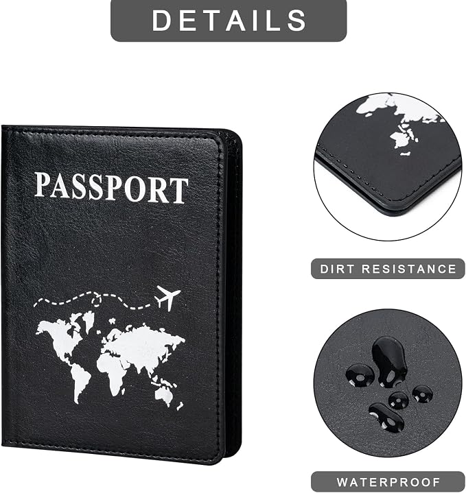 2 Pcs Passport Holders，Ultra Slim Passport Wallet for Travel Essentials | PU Leather Passport Cover for Women and Men (Pink & Purple)