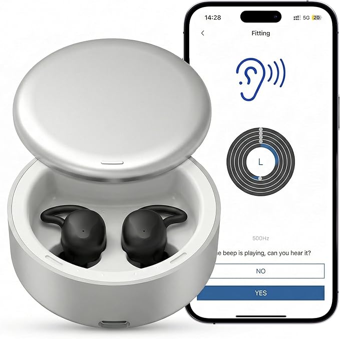 Hearing Aids for Seniors, Hearing Amplifiers with App Control, Rechargeable Hearing Aids for Adults, 16 Channel, Noise Reduction, OTC Hearing Aids for Mild to Moderate Hearing Loss
