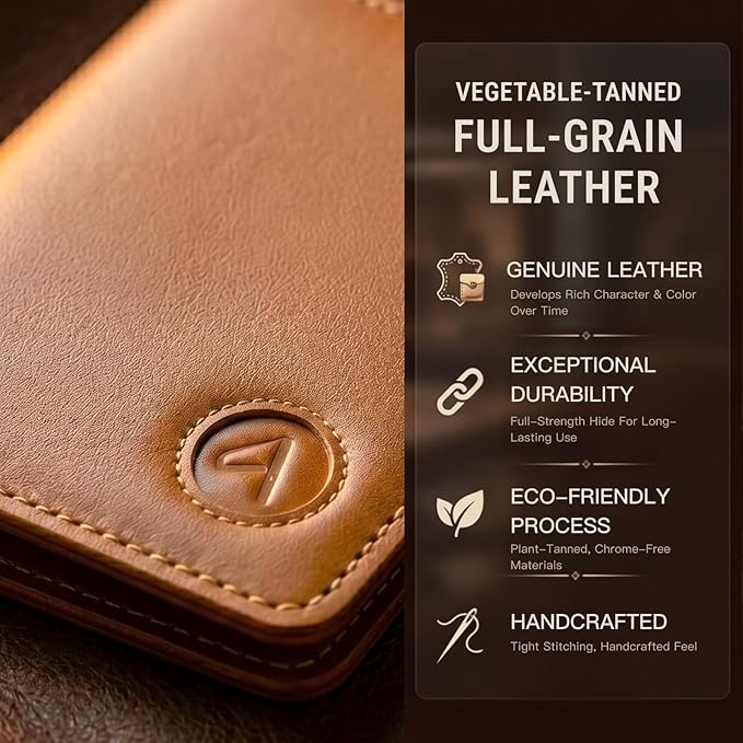 ALLIVE RFID Blocking Passport Holder for Travel, Genuine Leather Passport Holder with AirTag Slot, Magnetic Closure Passport Cover Travel Wallet for Women Men, Travel Essentials Gifts (Caramel)