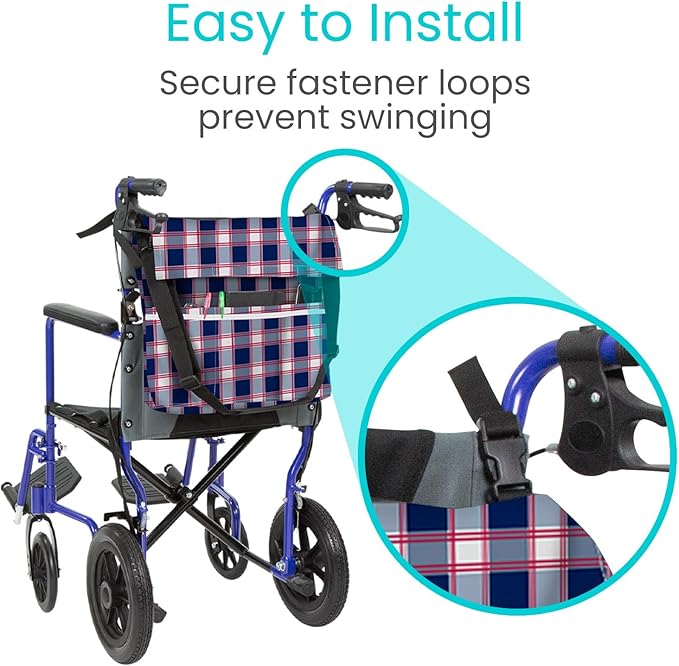 Vive XL Wheelchair Bag - Waterproof, Scratch-Resistant, Double-Stitched, Machine Washable Accessory for Adults, Seniors, 15 Colors - Storage Walker Backpack to Hang on Back of Wheel Chair