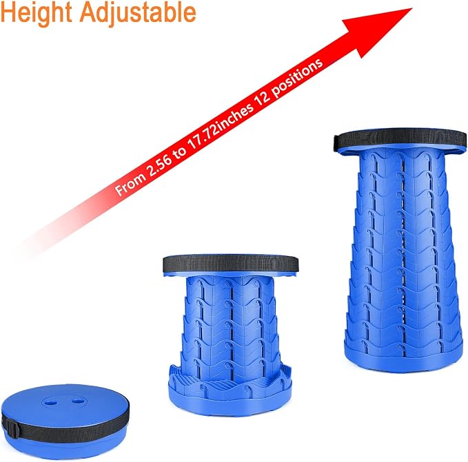Upgraded Folding Stool Lightweight Yet More Sturdy with Load Capacity 400lbs Portable Collapsible Stool for Camping Fishing Hiking BBQ (All Blue)