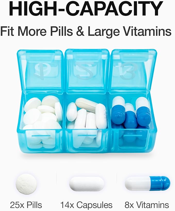 e-Pill 6 Times a Day 7 Day Weekly Pill Organizer – Large Capacity Rainbow Multicolor Pill Box for Vitamins & Medications