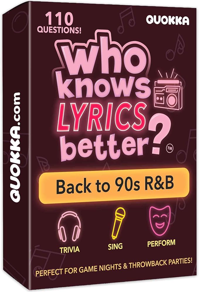 Quokka Who Knows Lyrics Better? 110 Throwback Questions – Back to 90s R&B – Ultimate Music Trivia and Singing Game for Adult & Family Party Games – Fun Lyric Challenge for Teens, Girls & Game Nights