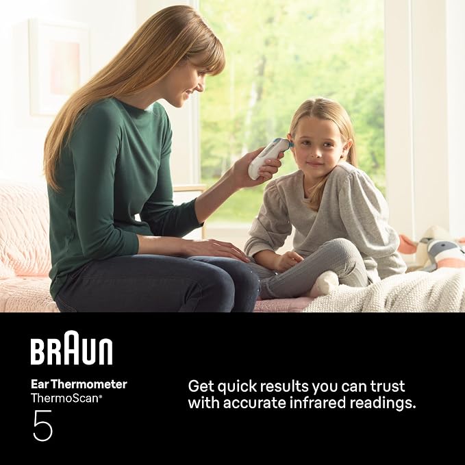 Braun ThermoScan 5 Digital Display Ear Thermometer | Baby and Infant Thermometer with ExacTemp Stability Indicator for Professional Accuracy, Recommended by Pediatricians