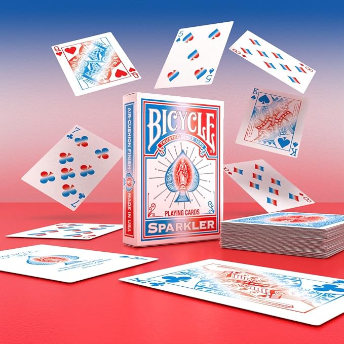 Bicycle Sparkler Playing Cards American Flag Fireworks Patriotic Deck | Red white and blue firework design, Patriotic USA 250th anniversary tribute, Air Cushion Finish, Made in USA