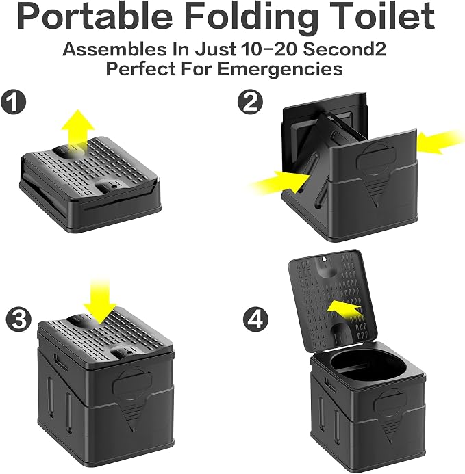 Portable Toilet,Camping Toilet Have Small Foldable Size. It is Compact Portable Toilet for Adults and Children. Suitable for Cars, Hiking, Beaches and Camping