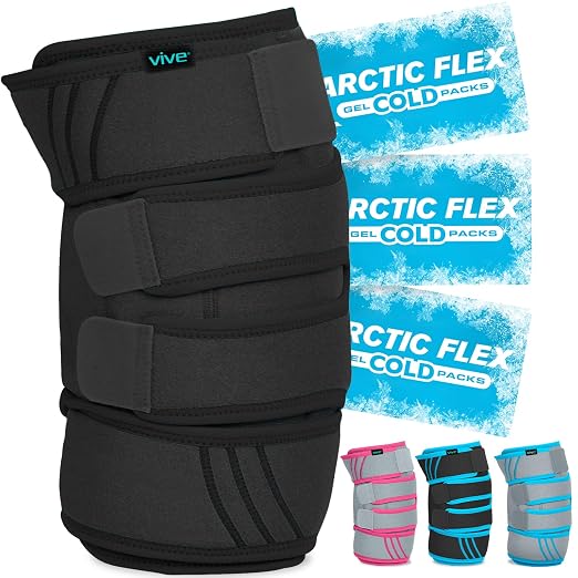 Vive Knee Ice Pack Wrap - Cold/Hot Gel Compression Brace - Heat Support | Strap for Arthritis Pain, Tendonitis, ACL, Athletic Injury, Osteoarthritis, Women, Men, Running, Meniscus and Patella Surgery