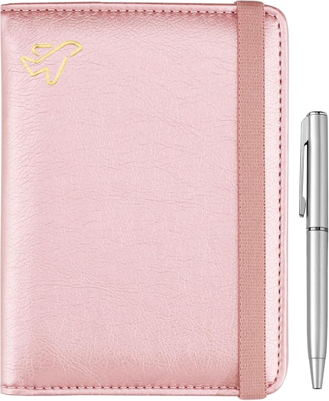 WALNEW Passport Holder for Travel, RFID Passport Wallet, Travel Essentials | PU Leather Passport Cover Case with Pen Holder, Travel Must Haves Accessories, Passport Book Holder for Women