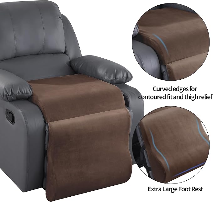 HOMBYS Foam Recliner Cushion with Leg Pillow for Elderly Large Square Seat Cushion Wave Shape Footrest for Armchairs Couch, Medium Thick & Supportive, Non-Slip Design, Coffee Color