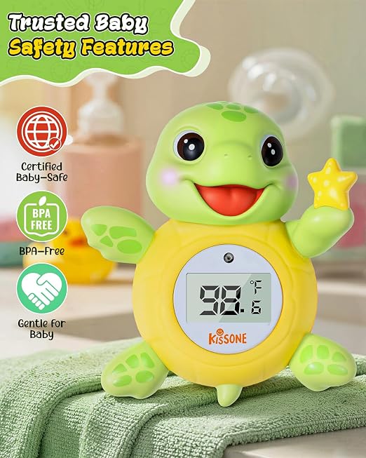 Baby Bath Thermometer, Digital Water Temperature Monitor for Newborns & Toddlers, Accurate Temperature Readings, BPA-Free, °F/°C, Floating Turtle Toy with Bath Water Safety