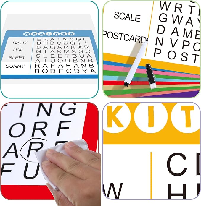 Yeaqee 12 Pcs Word Search Books for Dementia Game Reusable Alzheimers Word Search Cards Dementia Activities Large Print Products for Grandpa Elderly Seniors Patients Crossword(Bright Color)