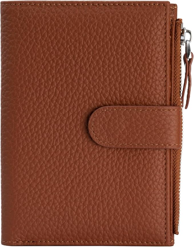 Passport wallet and Card Slot Combo RFID Blocking Leather Travel Passport Wallet for Men and Women with Zippered Coins Pocket Passport holder, CaramelBrown
