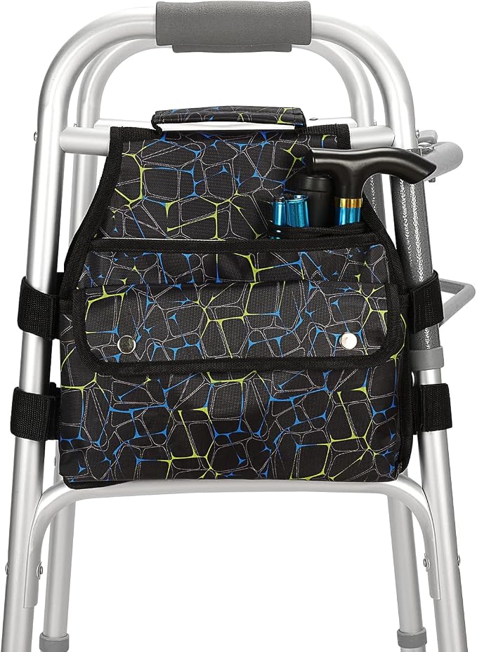 supregear Side Walker Bag, Walker Accessories Bag w/Cup Holder, Folding Walker Basket Waterproof Walker Organizer Caddy Pouch for Most Walker with Side Bar for Seniors, Elderly, Double Sided