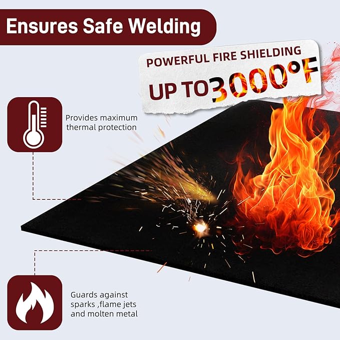 Large 40x40Inch Welding Blanket Pad Fireproof Flame Retardant Fabric for Stove Wick | 5mm Thick Carbon Felt Heat Resistant Mat for Industrial, Smoker, Soldering, Firepit, Grill & Welding Applications