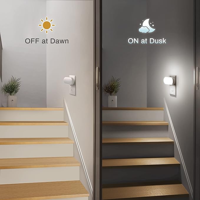 Led Night Light,Night Lights Plug into Wall,Dusk to Dawn Sensor | 1W 5000K Dimmable Night Light from 0LM to 100LM, Night Light for Bathroom Hallway Bedroom Kids Room Stairway