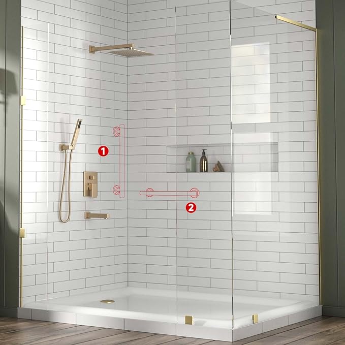 Lava Odoro Shower Grab Bar, Modern Set Stainless Steel Handicap Grab Bar for Bathtubs and Showers, Shower Safety Bar for Seniors Disabled, ADA-Compliant (Champagne Gold, 3 Pack 18", 24'', 36")