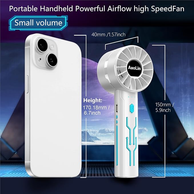 Portable High Speed Mini Handheld Fan, USB Rechargeable Neck Personal Mini Fan(7000 RPM high speed motor,Lasts 4-16 Hours) 4-speed powerful Wind Fans for Summer Outdoor Traveling,Gifts for Kids