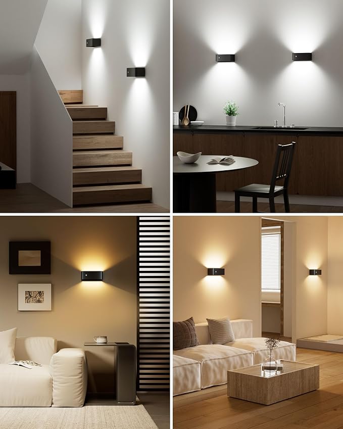 PopoIron Motion Sensor Wall Sconce Indoor with Remote Control 3 Colors Wireless Wall Light LED Wall Sconces Rechargeable 8000mAh Battery Operateded Wall Lamps Brightness Adjustable for Bedroom