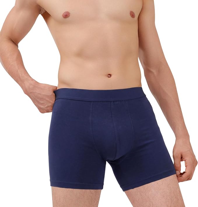 AIRCUTE Washable Absorbency Incontinence Underwear for Men, 6" Inseam Urinary Protective Boxer Briefs for Bladder Leaks 60ML (Medium, Blue)