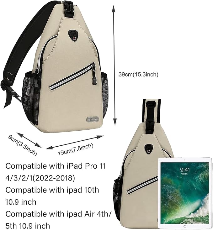 MOSISO Small Sling Bag for Men, Crossbody Shoulder Chest Daypack Bag | Sling Backpack for Casual Travel Hiking