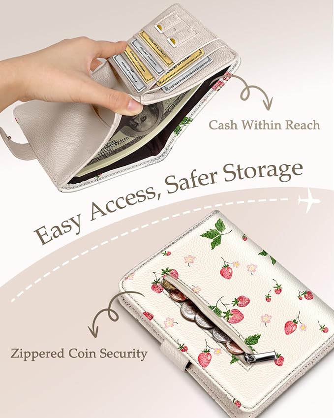 Slohif Airtag Passport Holder Cover Wallet Case for Travel Women - Leather RFID Blocking Passport Book Multiple Personalized Organizer Slim Portable Carrier Card Slots Protector Sleeve Stamp