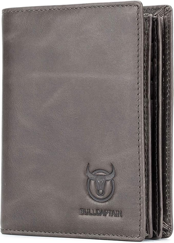 BULLCAPTAIN Large Capacity Genuine Leather Wallet for Men QB-027 | Bifold Wallet,RFID Blocking,Credit Card Holder,15 Card Slots,Special Expandable Design,gift choice