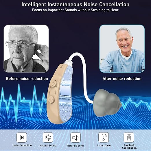 True OTC Rechargeable Hearing Aids for Seniors, White | 16-Channel Digital Technology, 3 Noise Reduction Modes, Comfort Fit, Mild to Moderate Hearing Loss, Lightweight