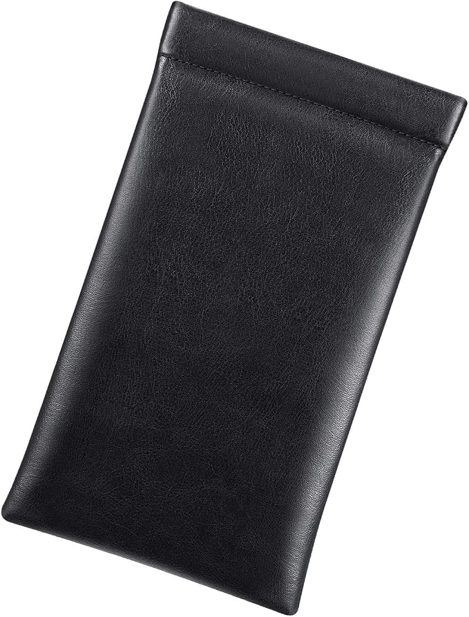FINTIE Soft Eyeglasses Case with Cleaning Cloth, Portable Squeeze Top Vegan Leather Glasses Pouch, Sunglasses Eyewear Bag