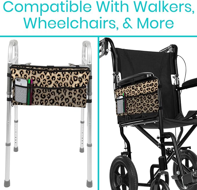 Vive Walker Bag - Accessories Wheelchair Basket Pouch (Water Resistant) - Seniors Caddy Accessory Attachment for Folding, Rolling Walkers - Carry Storage Carrier Tote - Lightweight, Universal Size