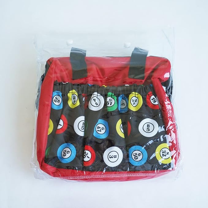 Yuanhe Bingo Dauber Bags with 6 Pockets Red Bingo Tote Bag