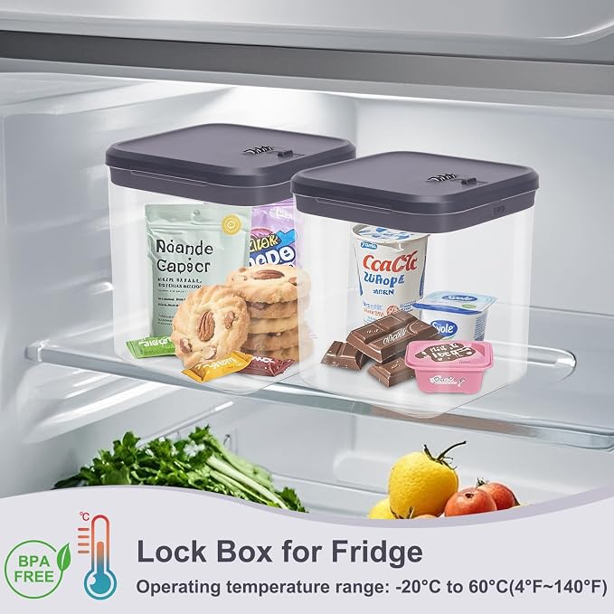 Lock Box for Medicine & Snacks - Childproof Storage Box with Combination Lock, Secure Organizer for Pills, Fridge Food, Phone, Vitamins | Portable Safe for Home, Office, Travel (5.5x5.5x6.3in)