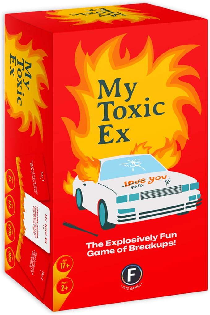 My Toxic Ex Party Game - Turn Heartbreak into Humor with 275 Hilarious Q&A Cards and Dares, Great for Big Groups and Adult Game Night, Ages 17+, 2+ Players, 30 Minute Playtime, Made by Fitz