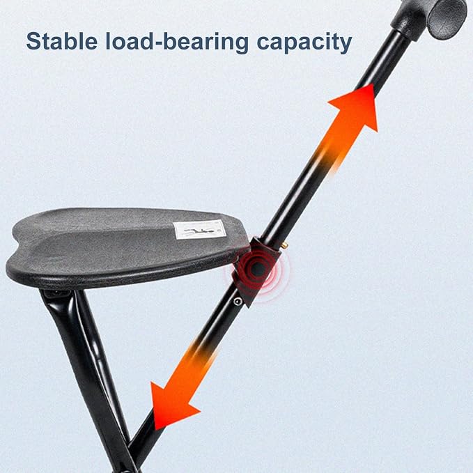 Folding Cane Walking Stick with Seat - 2 in 1 Cane Seat Stool Portable Mobility Aid Chair for Women Man,Lightweight Crutch Stool Walking Canes with Seats for Seniors Elderly, Holding 300lbs