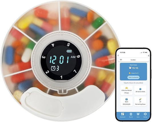 Smart Pill Dispenser with App Pill Reminder Portable Travel Medicine Organizer Pill Case Pill Organizer 7 Day for Prescriptions & Vitamins