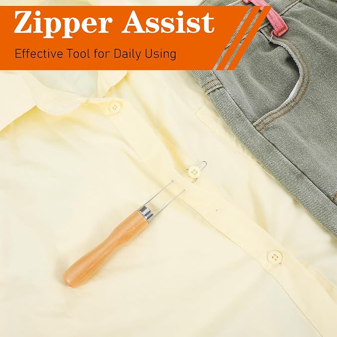3 Pack Button Hook for Seniors | Button Assist Device with Easy-Grip Wooden Handle for Shirts, Coats, Assistance Products for Arthritis & Limited Dexterity